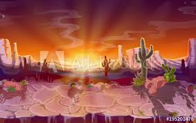 The illustration is available for download in high resolution quality up. Vector Cartoon Desert Landscape Seamless Horizontal Game Background Panorama With Nature Mountains Cactus Rocks Sunset Sky Canyon With Dry Ground Wild West Prairie Scene Illustration Stock Vector Adobe Stock