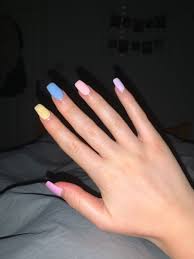 Unlike darker colors and flashier designs, pastels are a great option for less flashy combinations and for longer lasting manicures. Pastel Rainbow Acrylic Nails Pretty Gel Nails Pastel Nails Short Acrylic Nails