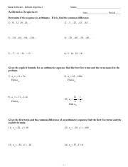 A solving 1 variable equations name rights reserved date. Arithmetic Sequences Kuta Software Infinite Algebra 2 Name Arithmetic Sequences Date Period Determine If The Sequence Is Arithmetic If It Is Find The Course Hero