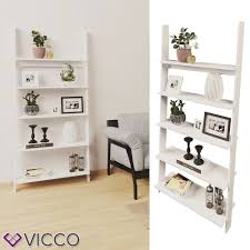 Vicco Leiterregal Weiß 5 Böden Standregal Wandregal Bücherregal Deko