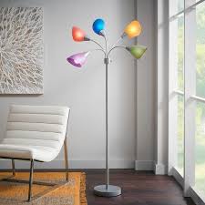 Floor lamps giorgio casa italy, art. Hampton Bay 67 In Silver 5 Arm Floor Lamp With Multi Color Shade Fl 0002r The Home Depot