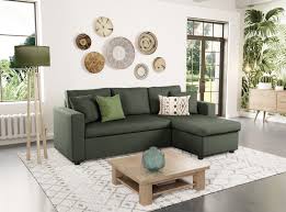 Un choix unique de canapé convertible vert disponible dans notre magasin. Canape D Angle Convertible Et Reversible En Tissu Kaki