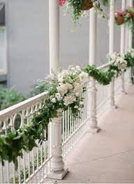 Greenery Wedding Reception Decor Idea Greenery Garland With White Flowers Pearl Events Wedding Reception Flowers Wedding Reception Hall Wedding Decorations