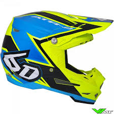 6d Atr 2 Motocross Helmet Strike Fluo Yellow Blue