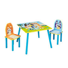 Junior dining chairs children's dressers and chests kids chairs kids desks kids outdoor furniture kids stools & benches kids desk chairs kids armchairs toy storage children's wardrobes kids tables play tents. Bluey Kids Table And Two Chairs Set At Toys R Us