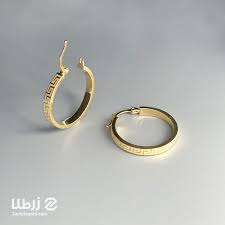 گوشواره حلقه ای طلا با حک ورساچ کد E21747