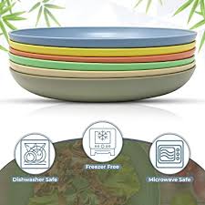 Microwaving plastic may increase the likelihood of harmful phthalates leaching into your food. Buy Bamboo Fiber Plastic Plates Set Of 6 Microwave Dishwasher Safe Light Weight 8 9 Inch Dinner Plate Sets Unbreakable Microwavable Reusable Dinnerware Outdoor Camping Dishes Healthy For Kid