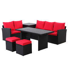 Uberhaus 7 Seat Patio Conversation Set Red And Black Rona