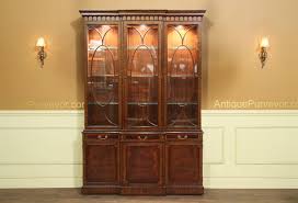 Traditional Inlaid Mahogany China Cabinet Hutch Breakfront