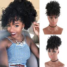 You can make ponytails in short, medium or long hair. High Puff Afro Kinky Curly Synthetic Ponytail With Bangs Ponytail Hair Extension Drawstring Short Afro Pony Tail Clip In For Wom Synthetic Ponytails Aliexpress