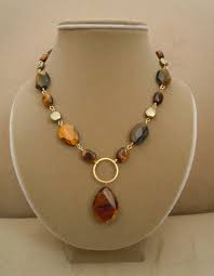 Tigertail Brown And Blue Tigers Eye And Pyrite Stone Necklace Beaded Jewelry Fashion Jewelry Beautiful Jewelry