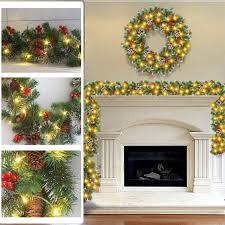 Shop for fireplace garland at bed bath & beyond. 9 Foot Prelit Christmas Garland 50 Lights Frosted Xmas Garland Battery Operated 90 Red Berry 18 Pine Cone Snowy Bristle Pine Artificial Garland Decoration Indoor Home Fireplace Holiday Warm White Seasonal Decor Wreaths Garlands
