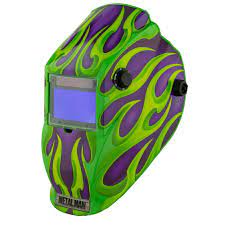 Metal Man Purple Green Flame 9 To 13 Shade Auto Darkening Welding Helmet With 3 78 In X 2 05 In Viewing Area Apg8735sgc The Home Depot Auto Darkening Welding Helmet Welding Helmet Welding Helmet Designs