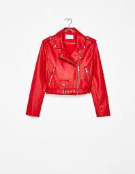 Short Faux Leather Biker Jacket Chiffon Blouson Veste
