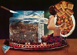 Decorated table with tasty dishes, top view. How To Throw A Dinner Party Like Salvador Dali Another