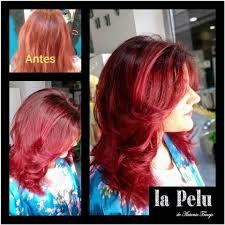 Color de cabello rojo borgoña. Facebook