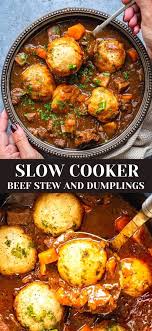 Slow Cooker Beef Stew And Dumplings Slow Cooker Beef Stew Beef Stew Recipe Stew And Dumplings