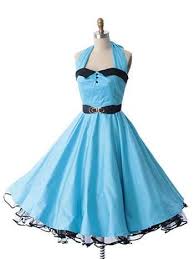 Classic Dame 50s Style Black Trimmed Blue Swing Dress Turquoise Swing Dress Halter Swing Dress Teal Bridesmaid Dresses