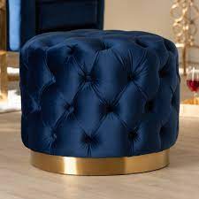 Maybe you would like to learn more about one of these? Baxton Studio Valeria Glam Royal Blue Velvet Fabric Upholstered Gold Finished Button Tufted Ottoman Walmart Com Walmart Com