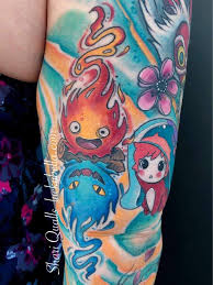 At long last i finished this tutorial. Calcifer And Ponyo Just A Small Part Of My Full Ghibli Sleeve By Shari Qualls Lucky Bella In N Little Rock Ar Ghibli