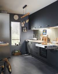54 nouveau galerie de etagere murale cuisine leroy merlin. Une Petite Cuisine Noire Contemporaine Leroy Merlin