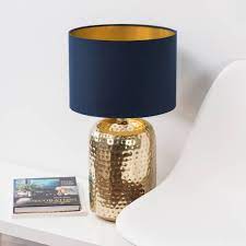 Refresh your space with lamp bases exclusively from pottery barn®. Brushed Gold Lined Lamp Shade Choice Of Colours Gold Lamp Shades Blue And Gold Bedroom Blue Lamp Shade