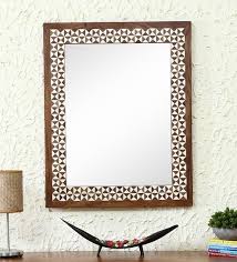 Solid Wood Wall Mirror In Brown Color By Artisans Rose
