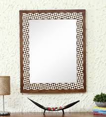 solid wood wall mirror in brown color by artisans rose