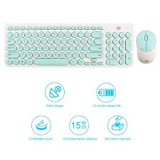 Amazon Com Wireless Keyboard And Mouse Combo Fd Ik6630 2 4ghz Cordless Cute Round Key Set Smart Power Saving Whisper Quiet S Wireless Keyboard Cordless Mouse
