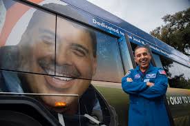 Astronaut Jose Hernandez is honored with a new bus wrap