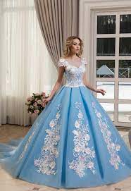 Princess Ball Gown Prom Dresses Light Blue Sheer Neck Lace Appliqued Flower Evening Gowns Vintage Formal Princess Ball Gowns Prom Dresses Ball Gown Ball Gowns