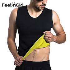 Feelingirl Mens Hot Sweat Body Shaper Vest Tummy Fat Burner Slimming Sauna Tank Top Weight Loss Shapewear Black C5
