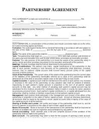 Printable Sample Partnership Agreement Form General Partnership Contract Template Real Estate Forms