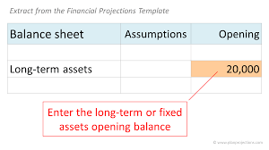 Enter Fixed Assets Opening Balance Plan Projections