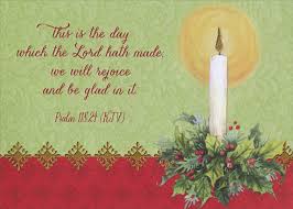 Candle And Holly Rejoice And Be Glad Religious Christmas Card By Designer Greetings