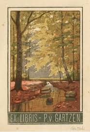 Silvan Stepping Stones Bookplate Ex Libris By Otto Krebs 1870 1955 Classic Art Ex Libris Bookplate Design