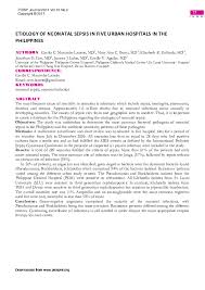 Pdf Etiology Of Neonatal Sepsis In Five Urban Hospitals In