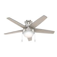 Hunter Parmer 46 In Led Indoor Brushed Nickel Flush Mount Ceiling Fan 59166 Flush Mount Ceiling Fan Led Ceiling Fan Ceiling Fan With Light