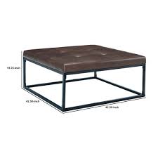 It features a square shape with storage. Leather Tufted Oversized Accent Ottoman With Metal Base Brown And Black Overstock 31887376