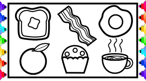 Glitter Breakfast Food Drawing And Coloring For Kids Breakfast Foo Food Coloring Pages Coloring For Kids Food Drawing