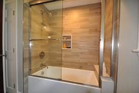 Black, white, and everything in between. Plank Tile Tub Surround Project 1484 Contemporary Bathroom Boston By Design 1 Kitchen Bath Houzz Au