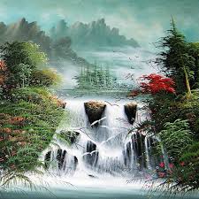 Lukisan pemandangan air terjun asli buatan tangan, bukan hasil printer. Lukisan Pemandangan Pegunungan Dan Air Terjun Di Benua Eropa Nuansa Biru Langit Shopee Indonesia
