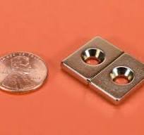 3/4 x 1/2 x 1/8 Inch Neodymium Rare Earth Countersunk Block Magnet N52 (1  Pair)