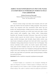 Akibat Hukum Penghapusan Piutang Pajak Atas Kepailitan