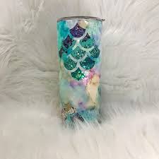 Make a design on the tile using the hot glue gun. Mermaid Alcohol Ink Tumbler Home Living Drinkware Vadel Com