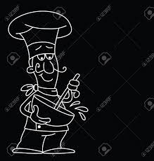Download chef cartoon stock vectors. Monochrome Outline Cartoon Chef Isolated On Black Background With Copy Space For Own Text Royalty Free Cliparts Vectors And Stock Illustration Image 67816043