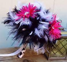 If you are planning a wedding and have questions related to our products, delivery, flowers that are not listed on our site, seasonal flowers, or if there is a particular flower variety you are looking for, we may be able to find it for you through our extended network of floral farms around the world. Feather Gerber Daisies Flower Bridal Bouquet Fuchsia Hot Pink Black White Wedding Bouqu Prom Flowers Bouquet White Wedding Bouquets Gerber Daisy Bouquet