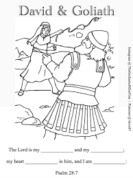 David And Goliath Coloring Page Psalm 28 7 Fill In Memory Verse Lesson Facing Giants Bible Coloring Pages David And Goliath Bible Coloring