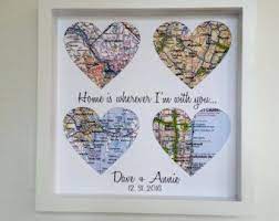 First Anniversary Gift Paper Gift Map Heart Art Framed Any Location Worldwide One Year Gi First Wedding Anniversary Gift Custom Wedding Gifts Diy Wedding Gifts