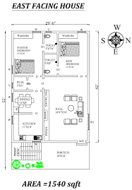29 6 X52 The Perfect 2bhk East Facing House Plan As Per Vastu Shastra Autocad Dwg And Pdf File 2bhk House Plan Budget House Plans 20x40 House Plans